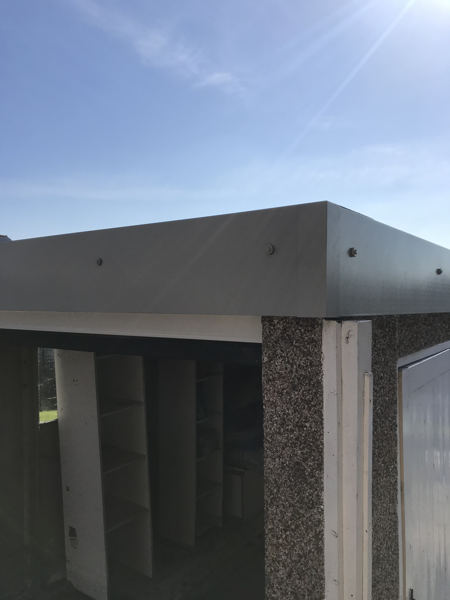 galvanised steel and plastisol facias on pent garage roof