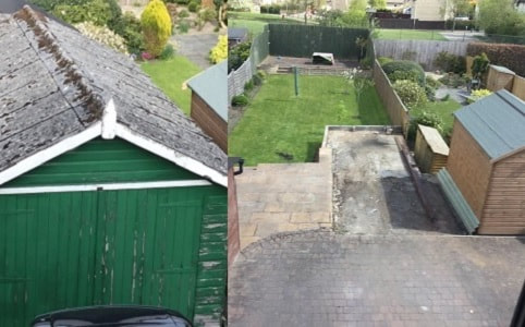 Garage removal before and after picture